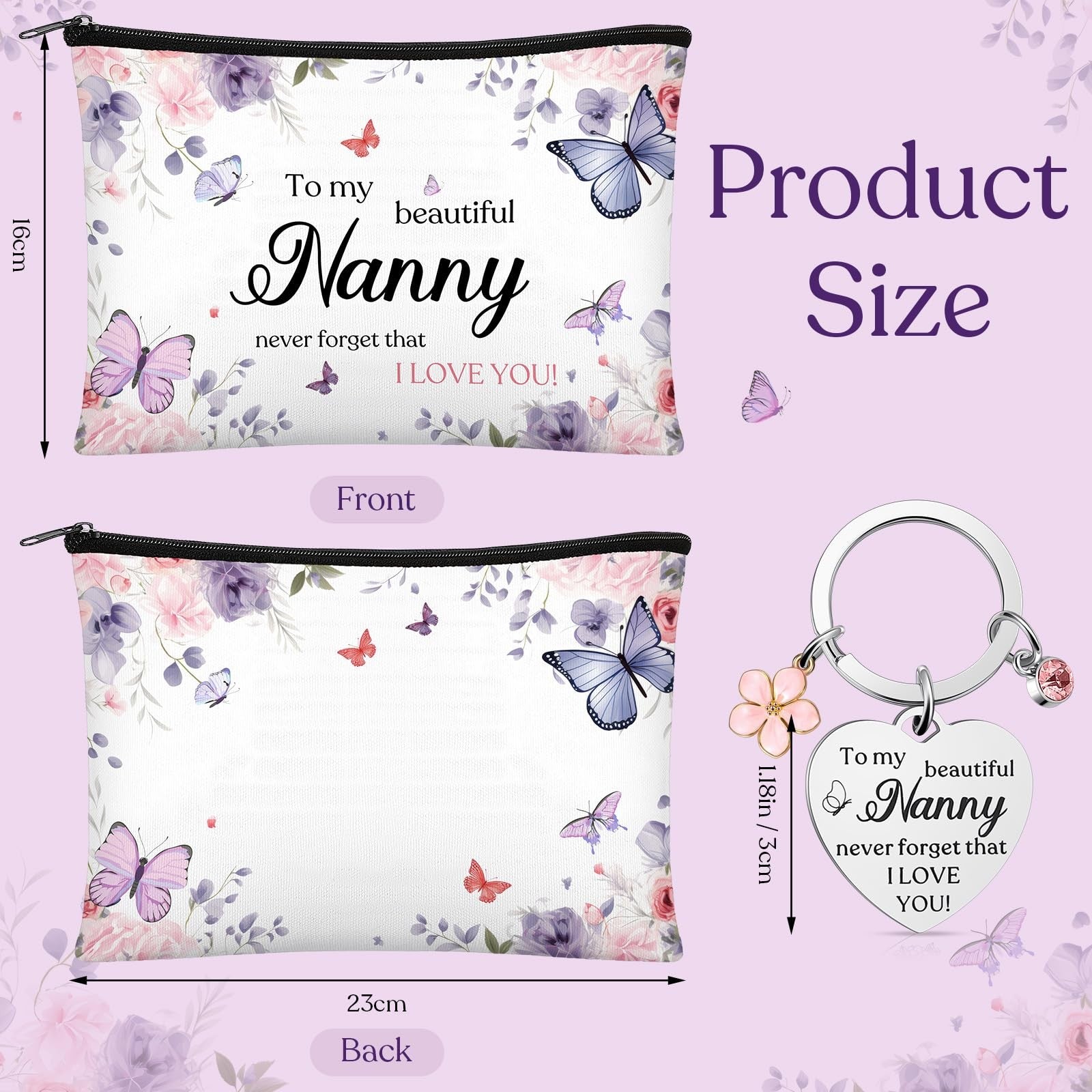 Nanny Gifts Makeup Bag Keychain Set – Thoughtful