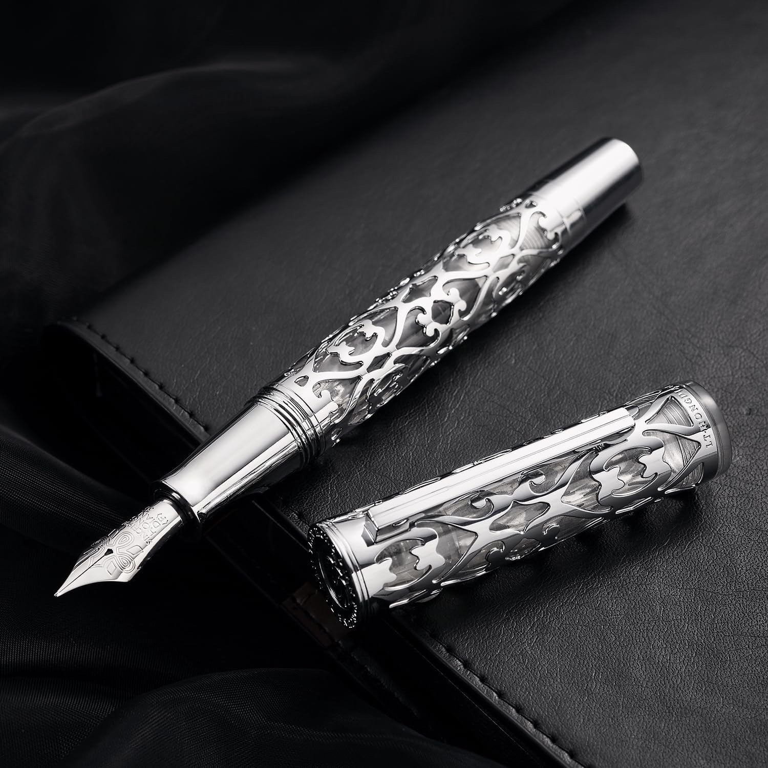 Hongdian D1 Piston Fountain Pen Extra Fine Nib, Hollow Skeleton & Resin Pen