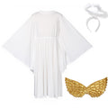 Angel Costume White Dress with Headband & Gold Wings Child M – White M