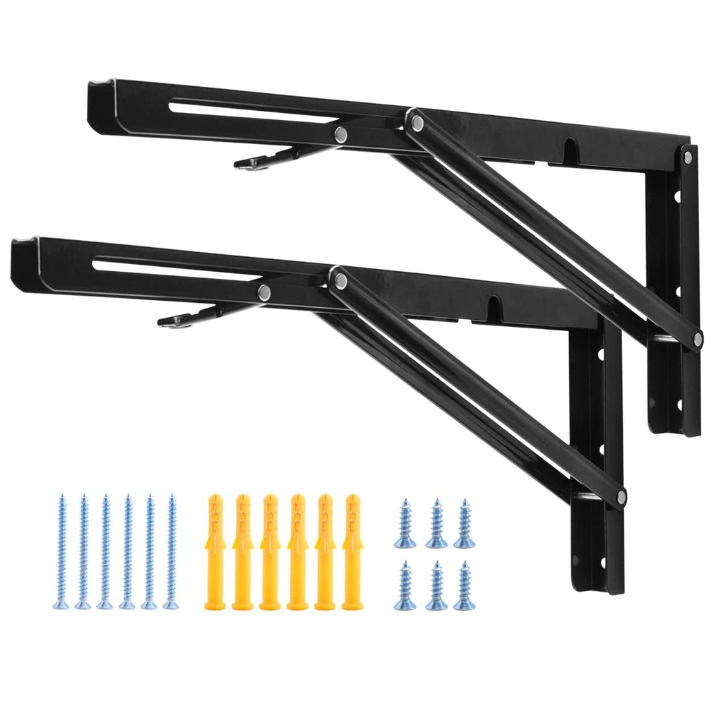 YUMORE Folding Shelf Bracket 40cm,Heavy Duty Collapsible Brackets Shelf Support