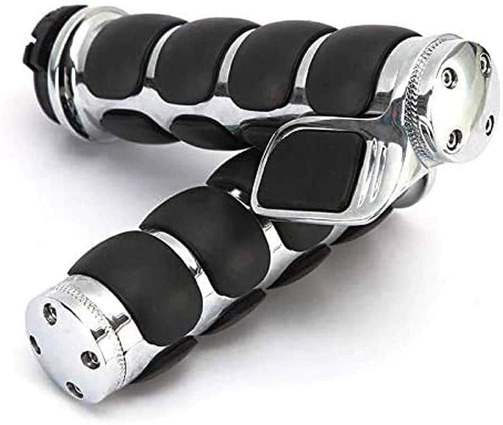 1" Chrome Billet Aluminium Comfortable Hand Grips Throttle Assistor Cruise
