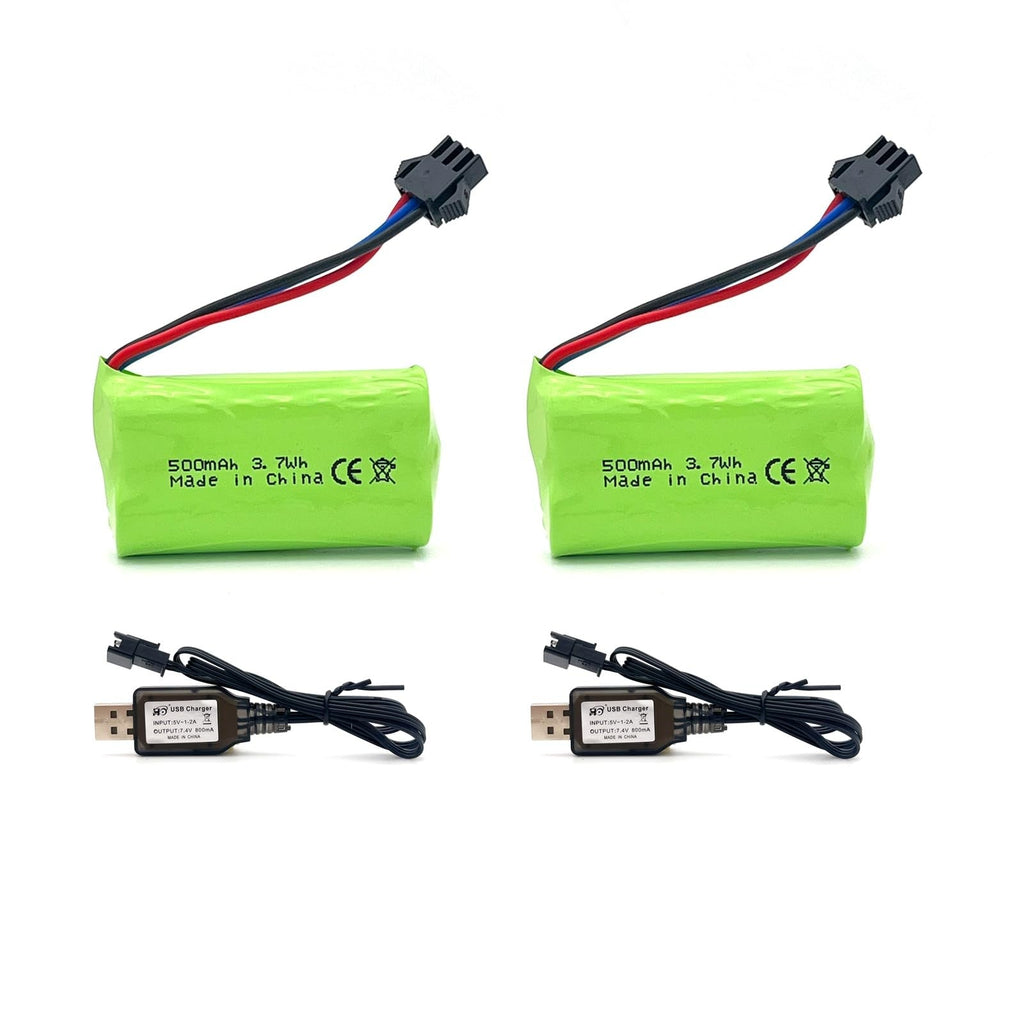 7.4V 500mAh SM-3P Plug 2S Li-ion Battery  USB Charger for RC Car Remote Control