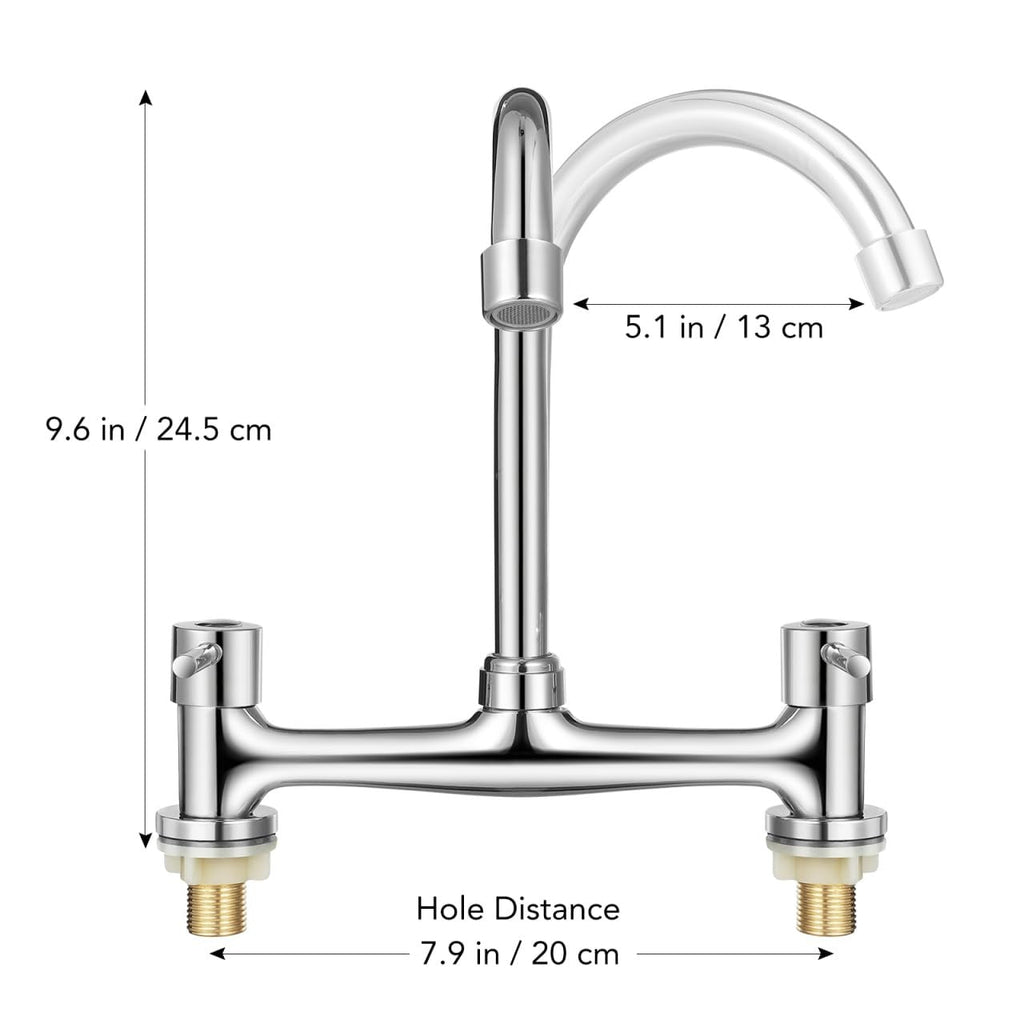 Hemobllo Double Mixer Tap Bathroom Sink Bridge Kitchen Double hole 360° Swivel