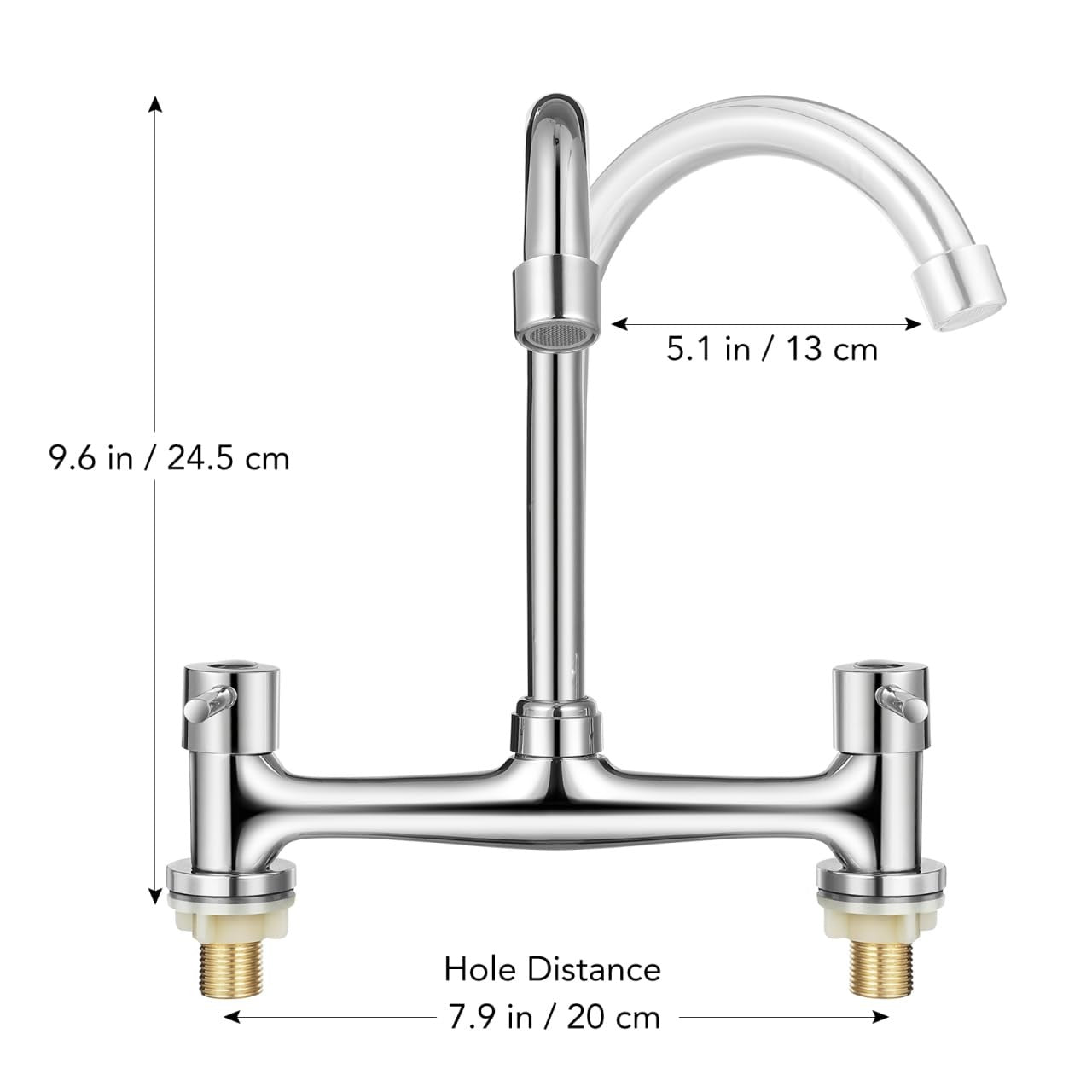 Hemobllo Double Mixer Tap Bathroom Sink Bridge Kitchen Double hole 360° Swivel