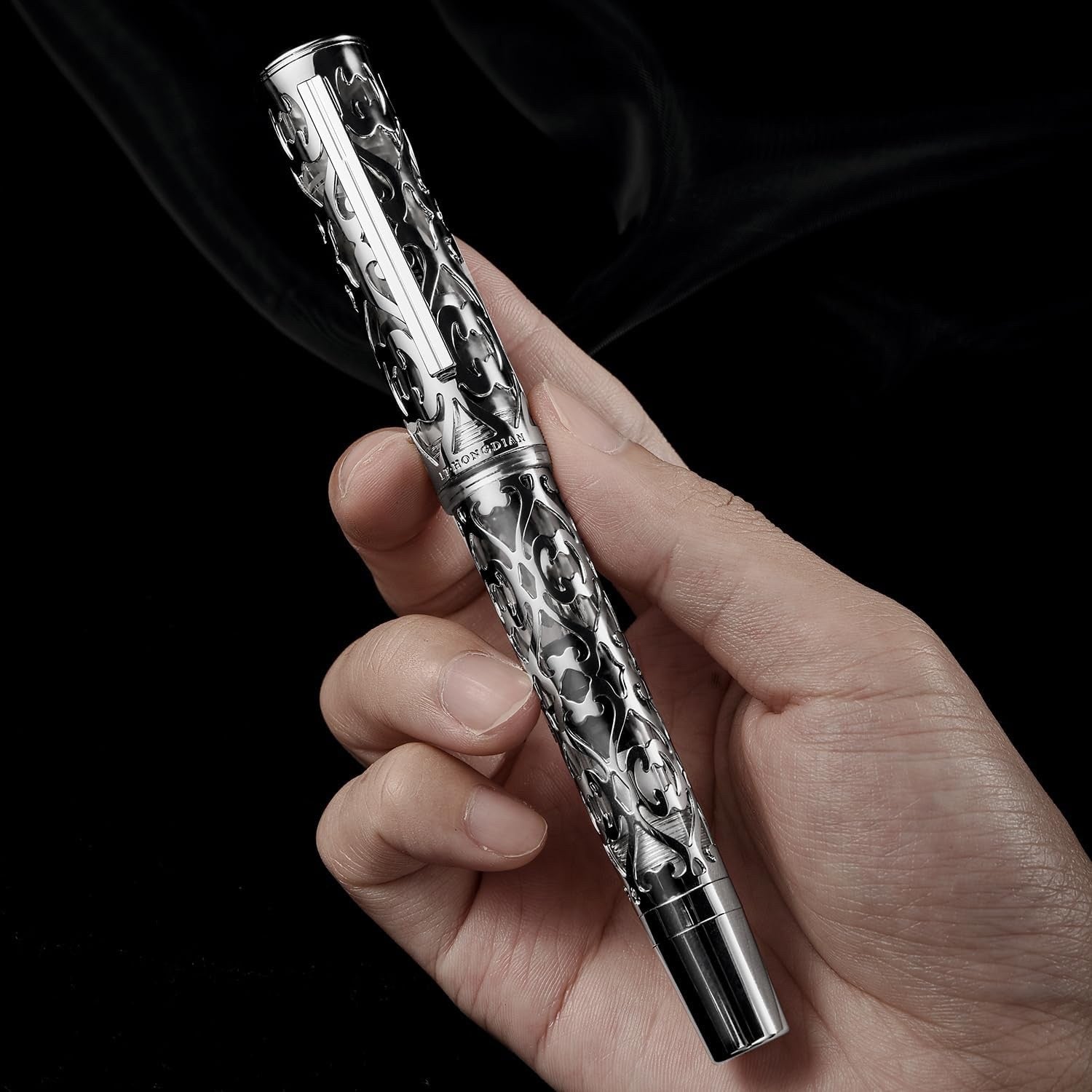 Hongdian D1 Piston Fountain Pen Extra Fine Nib, Hollow Skeleton & Resin Pen