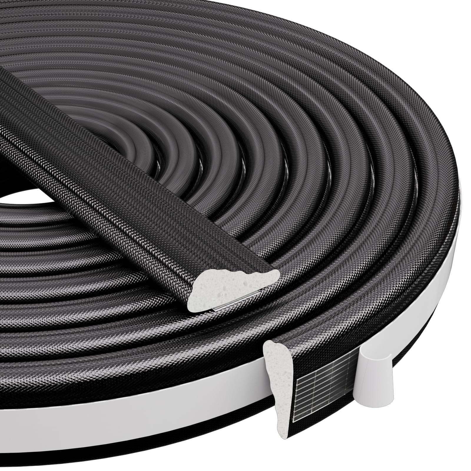 Esufeir 2Pack Wedge Draft Excluder Strips for Windows & Doors – Black 196 inches