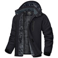 Winter Waterproof Jacket with Hood Fleece Ski Jacket – Black L