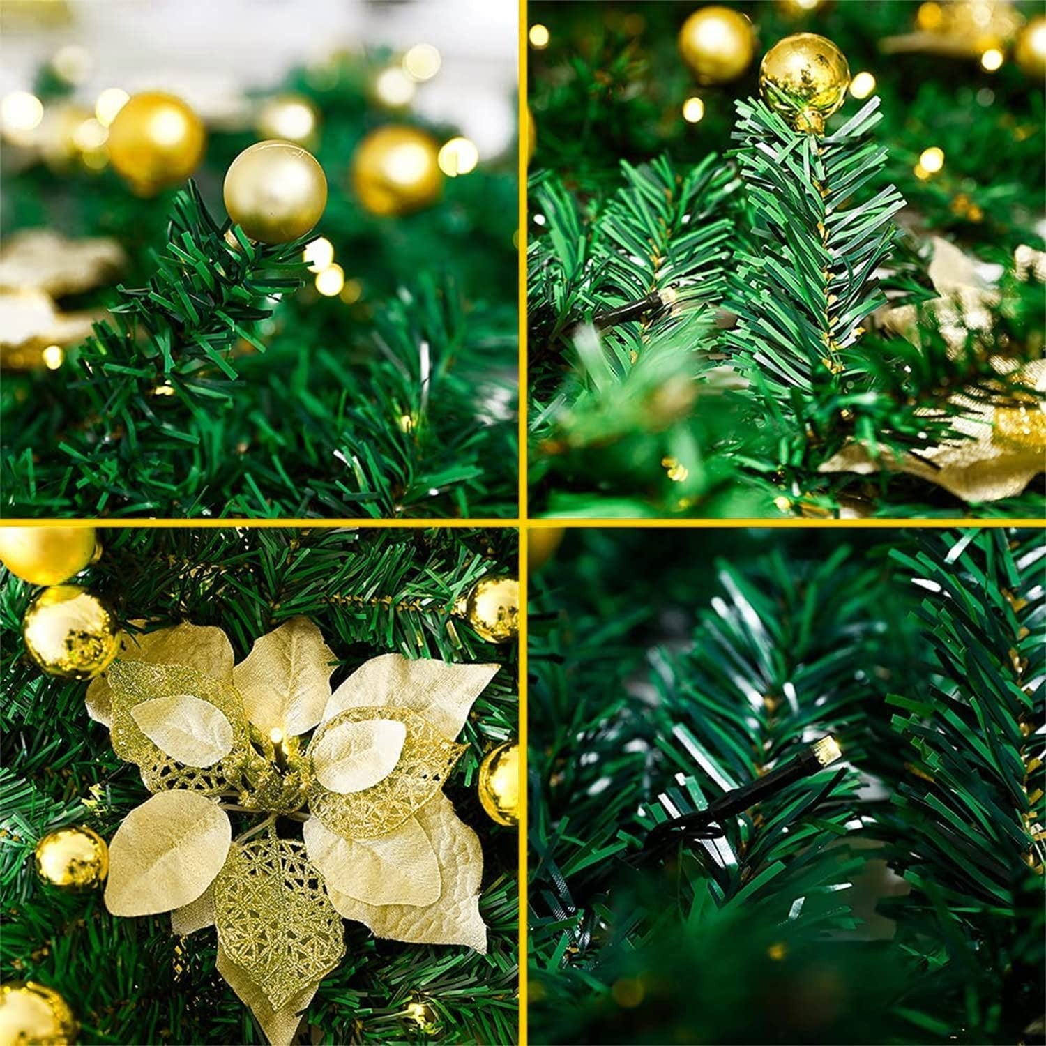 Christmas Garland with LED Lights, 2.7M (9ft) Artificial Rattan Xmas Wreath