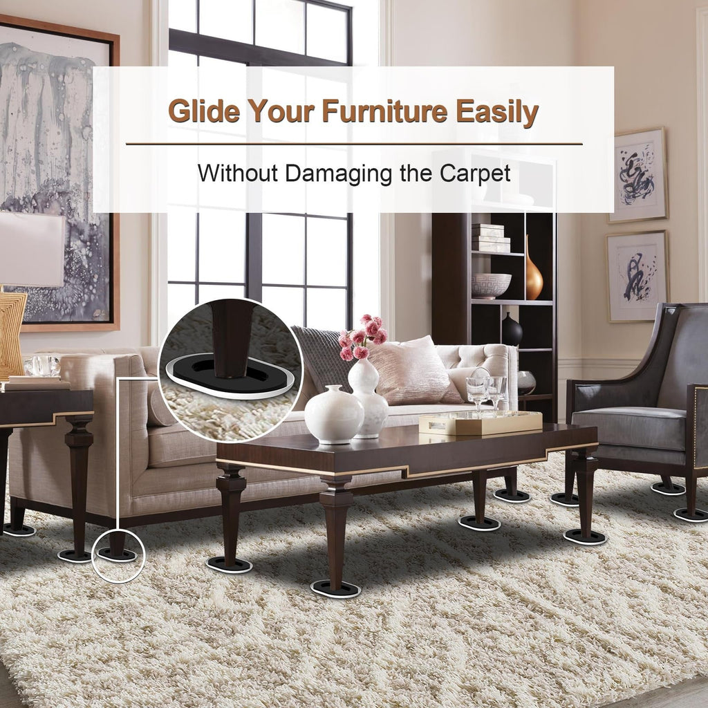 4Pcs Reusable Furniture Sliders for Carpet, NIUXX – Oval Shape
