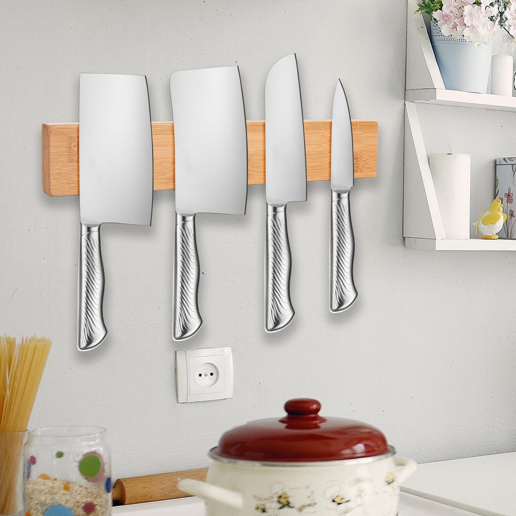 Vencier Bamboo Magnetic Knife Holder - Powerful 40cm Magnet - Organize Knives