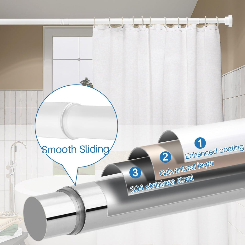 Extendable Shower Curtain Tension Rod 76-226cm,Telescopic Curtain Rod