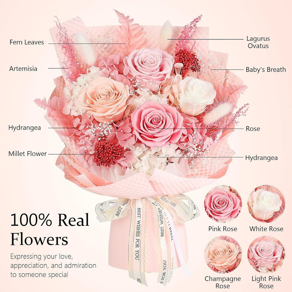 Real Roses Bouquet Forever Flowers Eternal Preserved Gifts for Woman