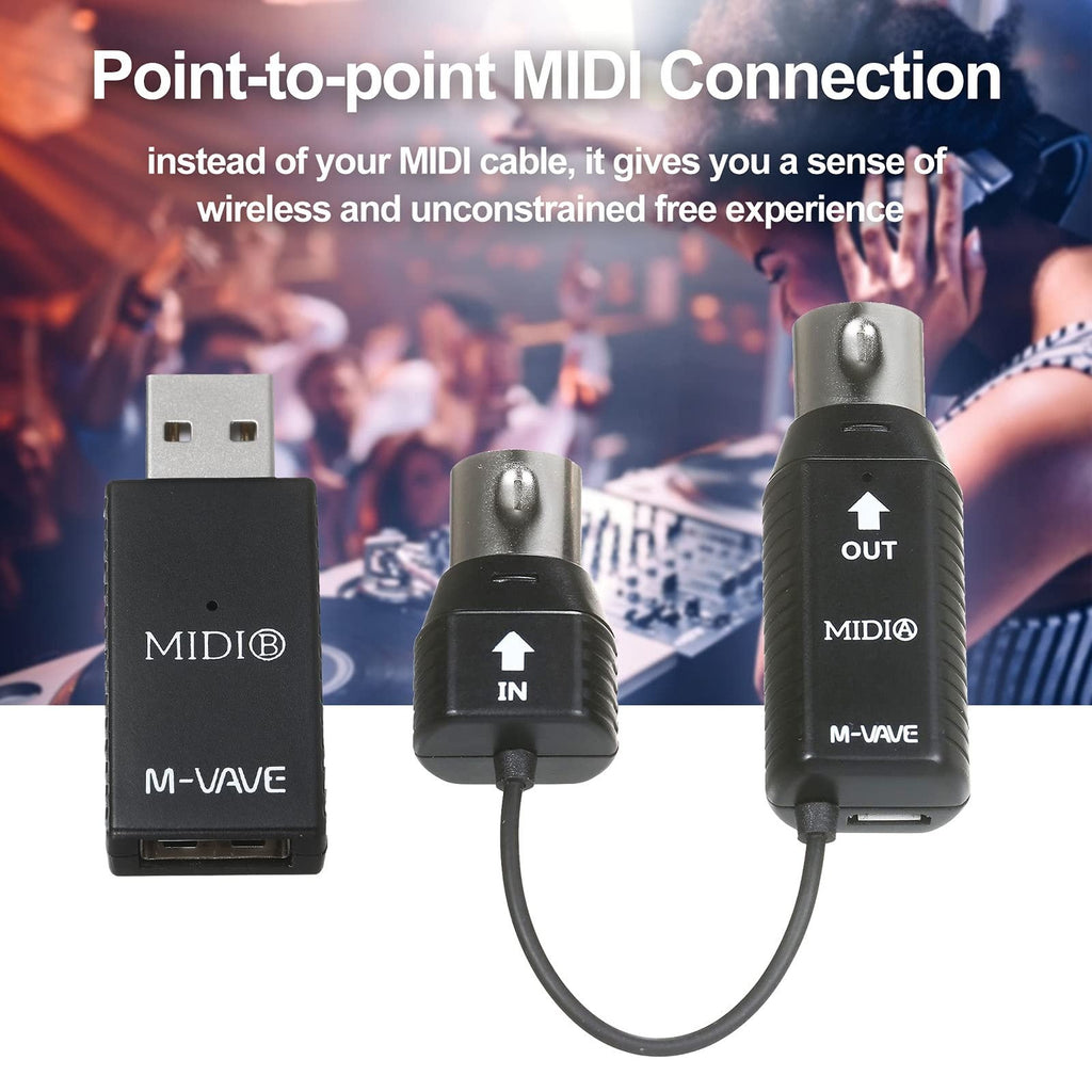 SHUAIGUO MS1 Mini Wireless MIDI Transmission System Adapter – Black