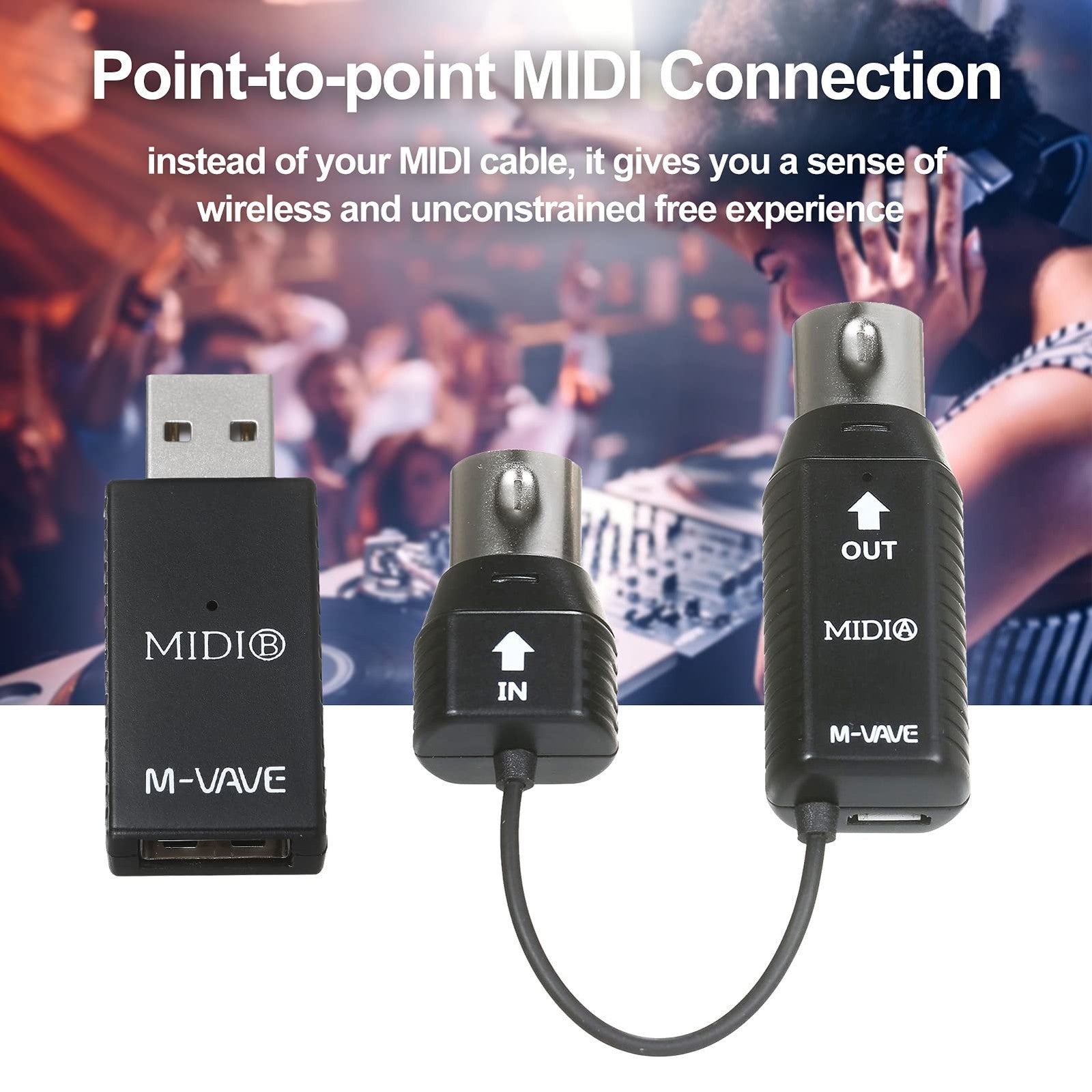 SHUAIGUO MS1 Mini Wireless MIDI Transmission System Adapter – Black