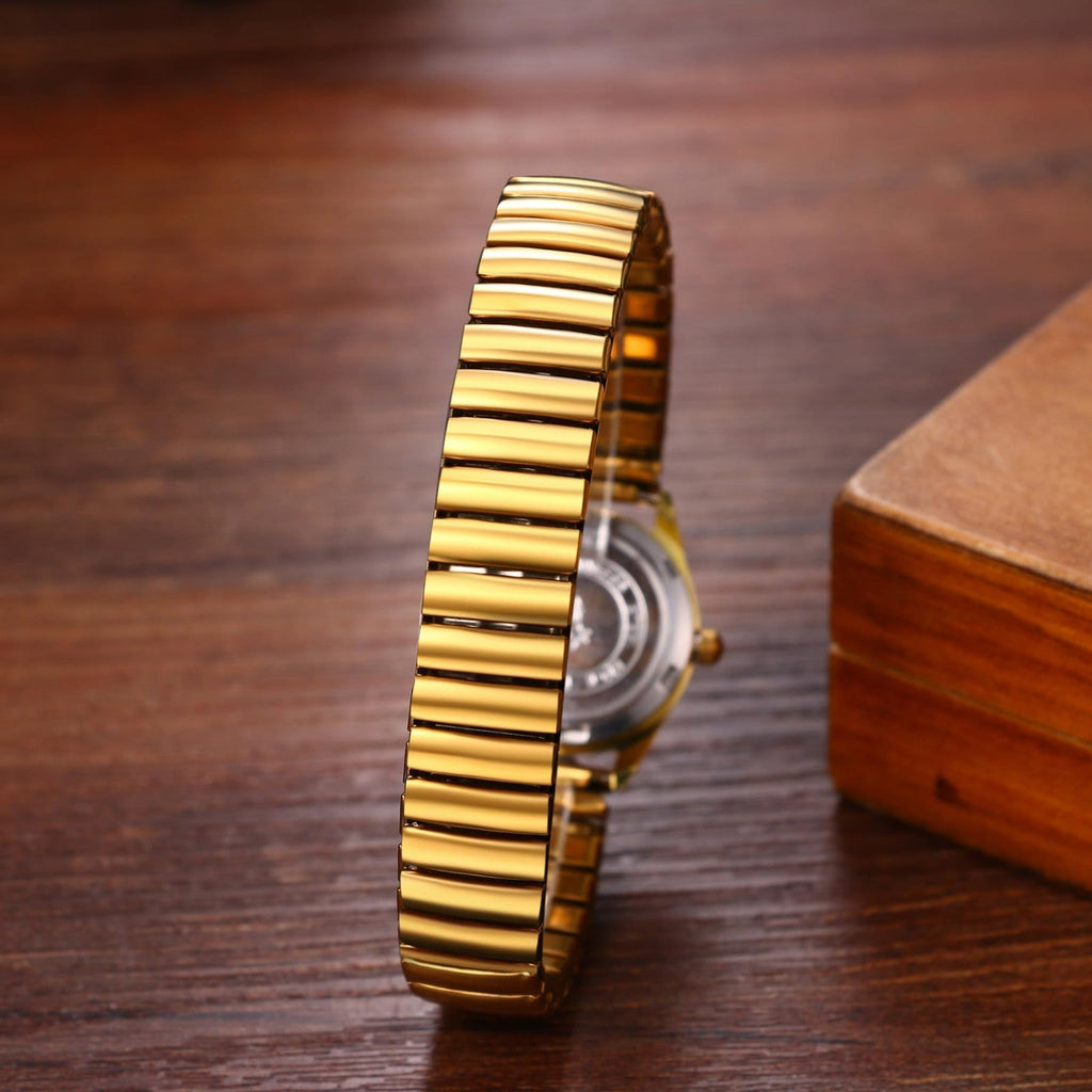 Avaner Women's Elastic Strap Quartz Watch Easy Reader Bangle Wristwatch – Gold