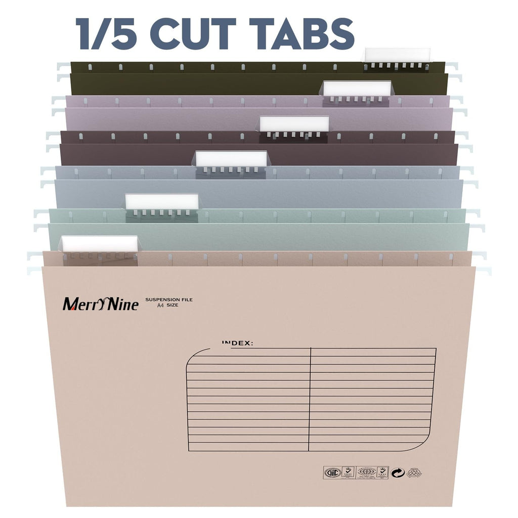 A4 Suspension Files, 24PCS Filing Cabinet Files with Tabs and Card Inserts