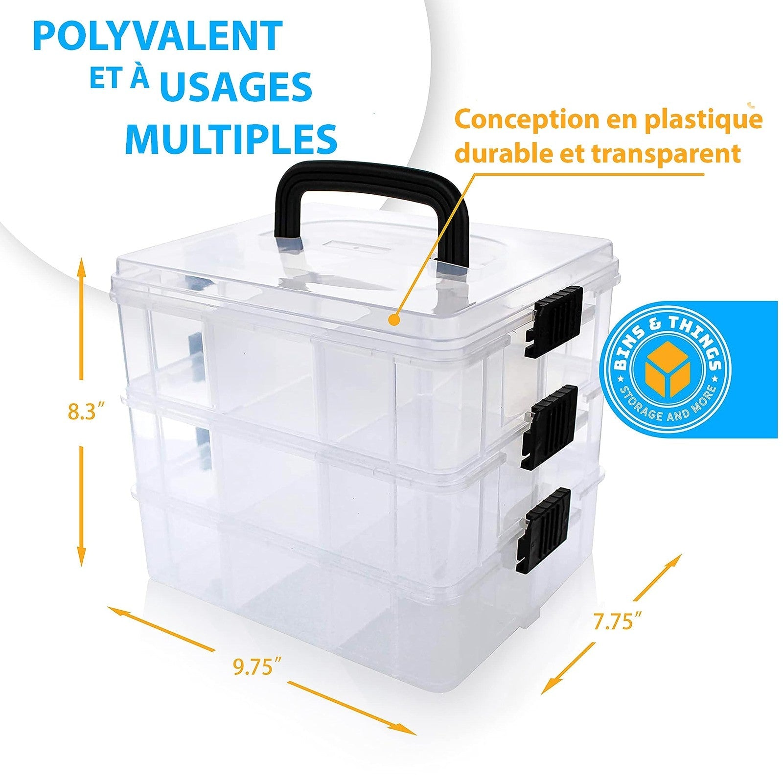 Bins & Things Stackable Storage Container with 18 Adjustable Compartments
