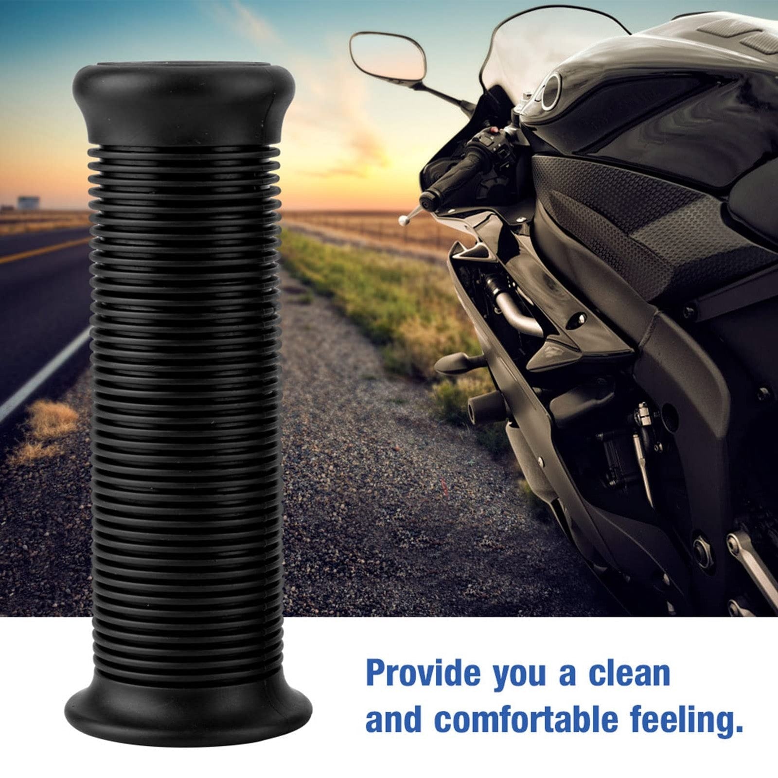 Motorcycle Hand Grips Universal Vintage TPU Non-Slip Thruster Grip Bar – Black