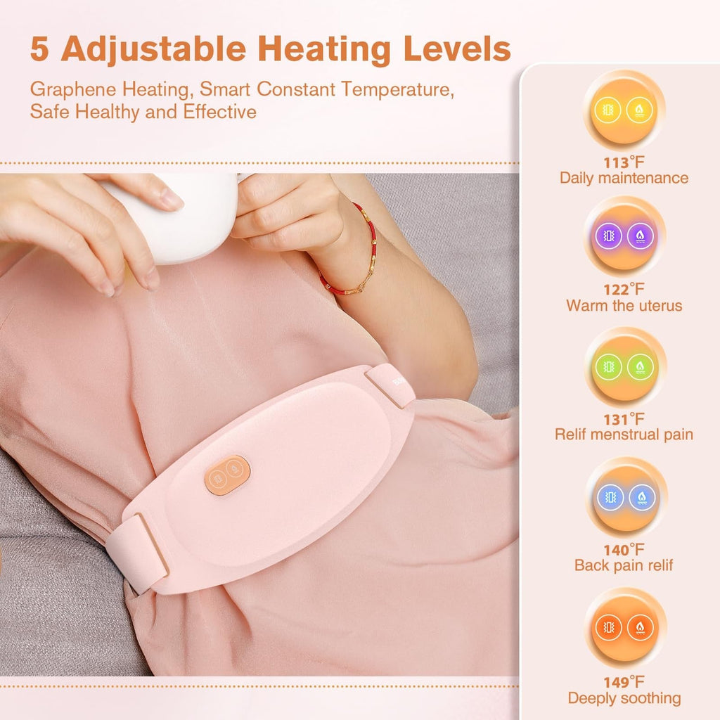 Rechargeable Menstrual Heating Pad Portable Pain Relief Heat Belt Cordless Elec