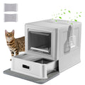 Stainless Steel Enclosed Cat Litter Box XL Leak-Proof Lid Drawer Odor Resistant