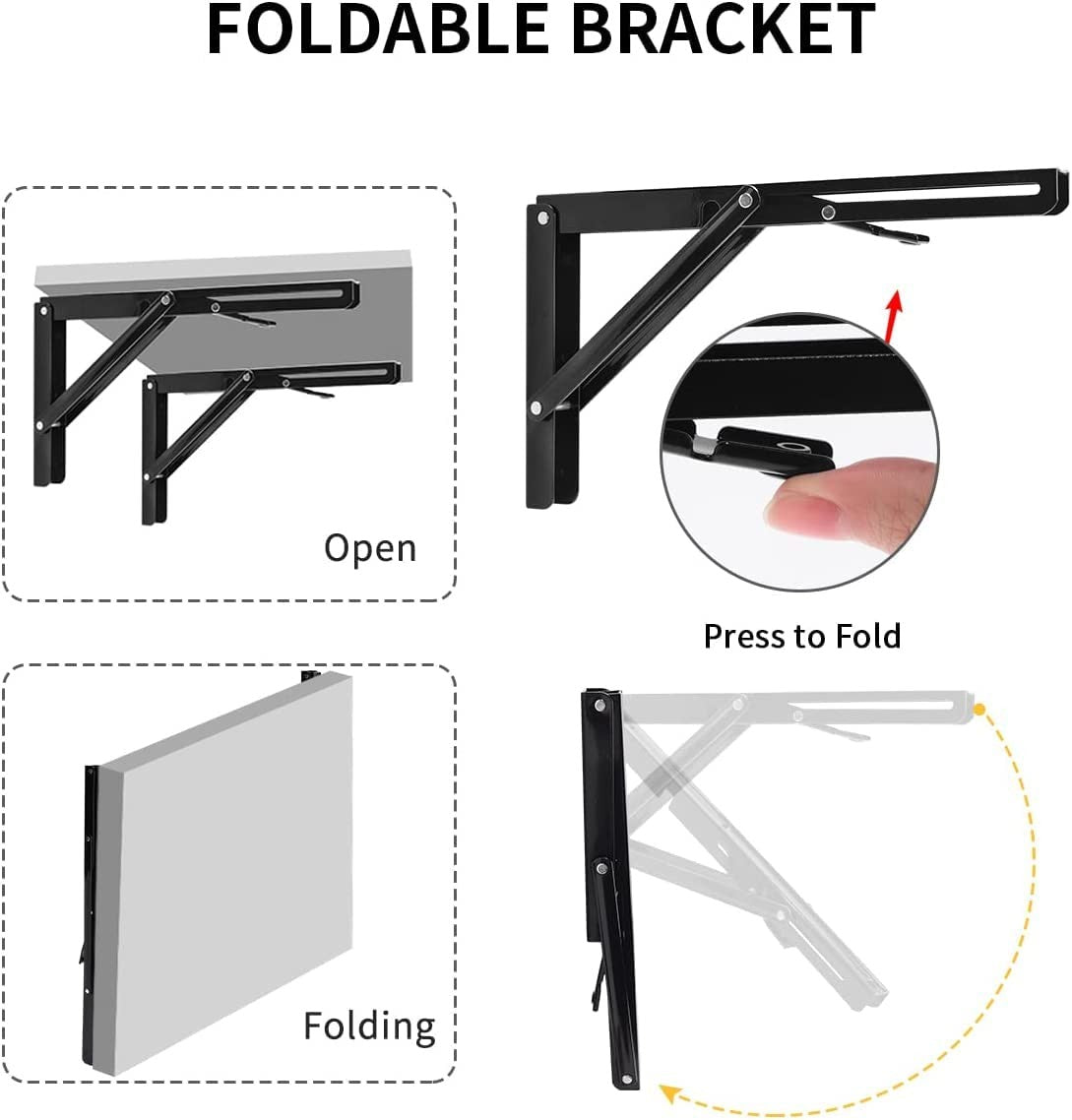 YUMORE Folding Shelf Bracket 40cm,Heavy Duty Collapsible Brackets Shelf Support