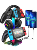 VCOM RGB Headphone Stand, Headphone holder with 2 USB 1 type C ports