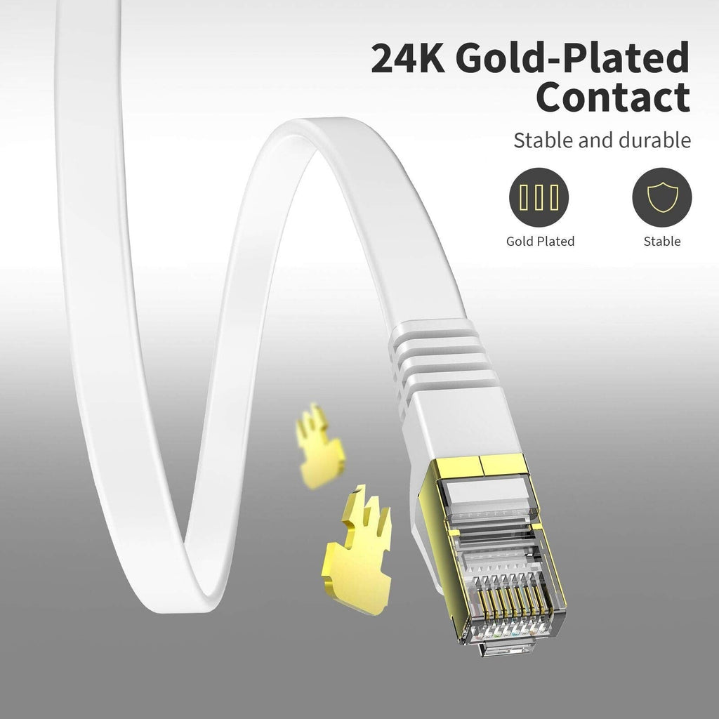 Veetop Flat Ethernet Cables 10m/32.8ft Cat7 High Speed 10Gbps RJ45