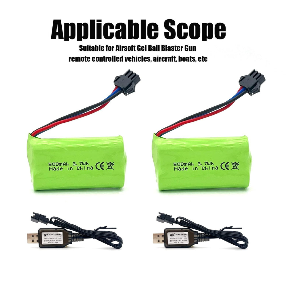 7.4V 500mAh SM-3P Plug 2S Li-ion Battery  USB Charger for RC Car Remote Control