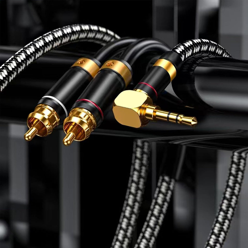 Audiophile 3.5mm male to 2 RCA male cable (Bend 3.5mm, 2m) - Primeda