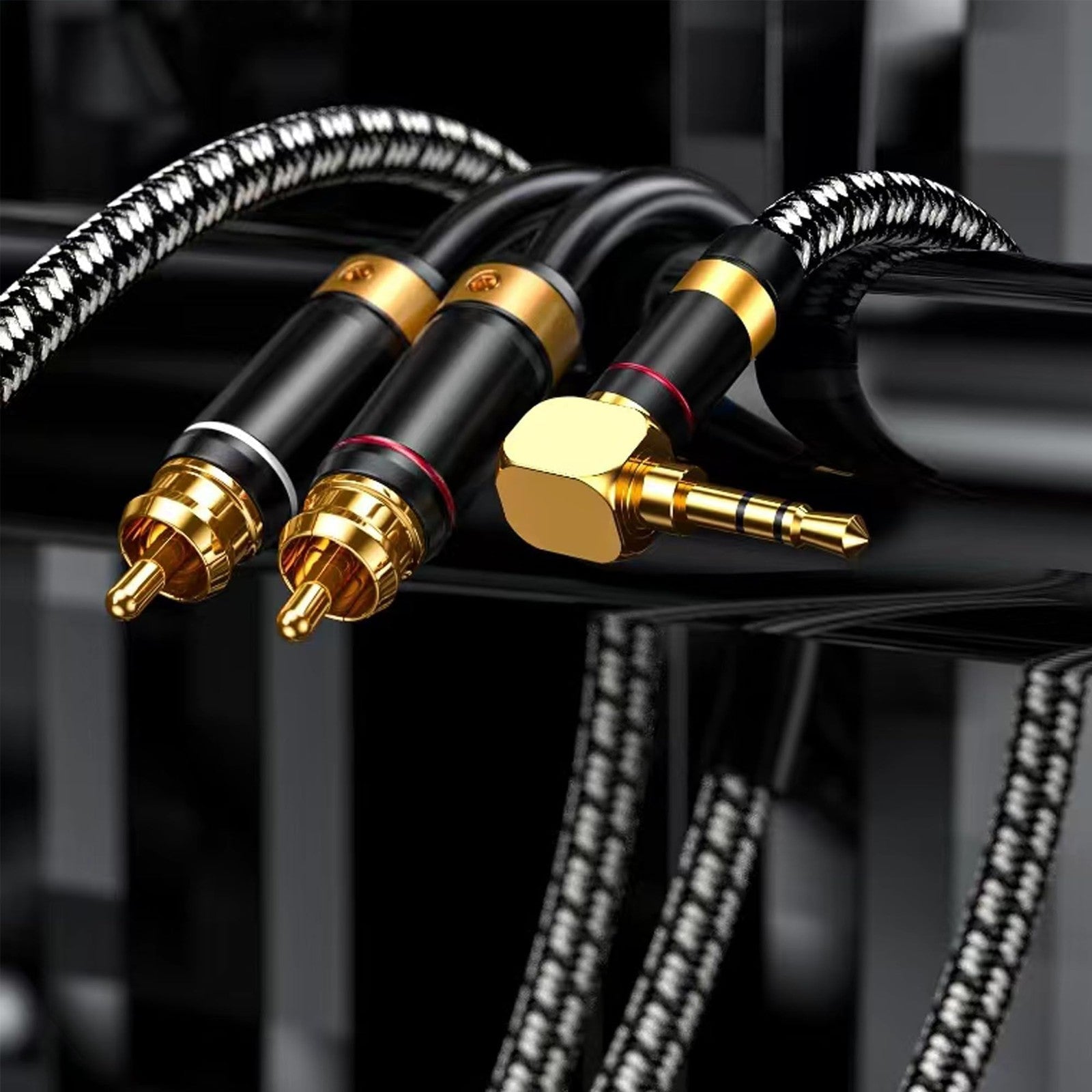 Audiophile 3.5mm male to 2 RCA male cable (Bend 3.5mm, 2m) - Primeda