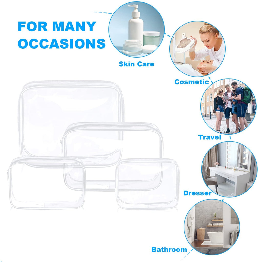 Aucuu Clear Toiletries Bag, 4 Pack PVC Waterproof Toiletries