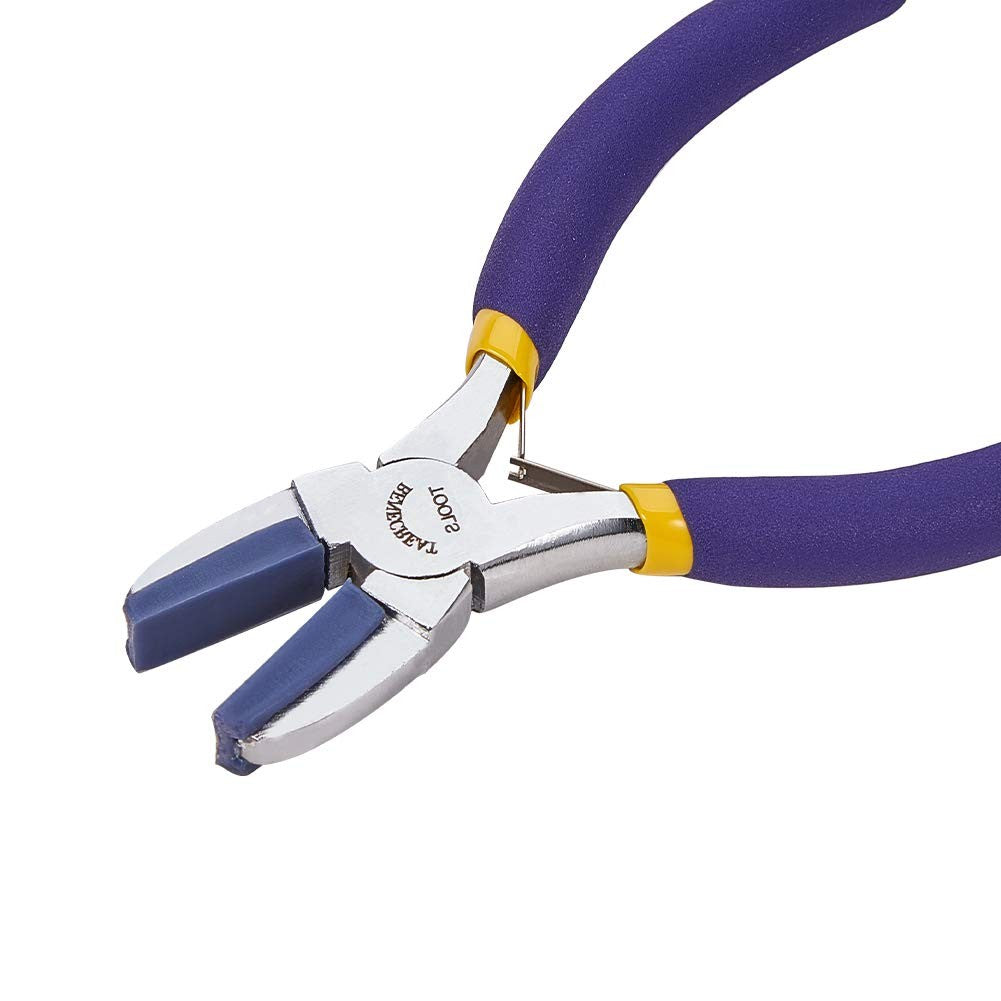 BENECREAT Double Nylon Jaw Flat Nose Pliers Mini Steel Wire Forming Pliers