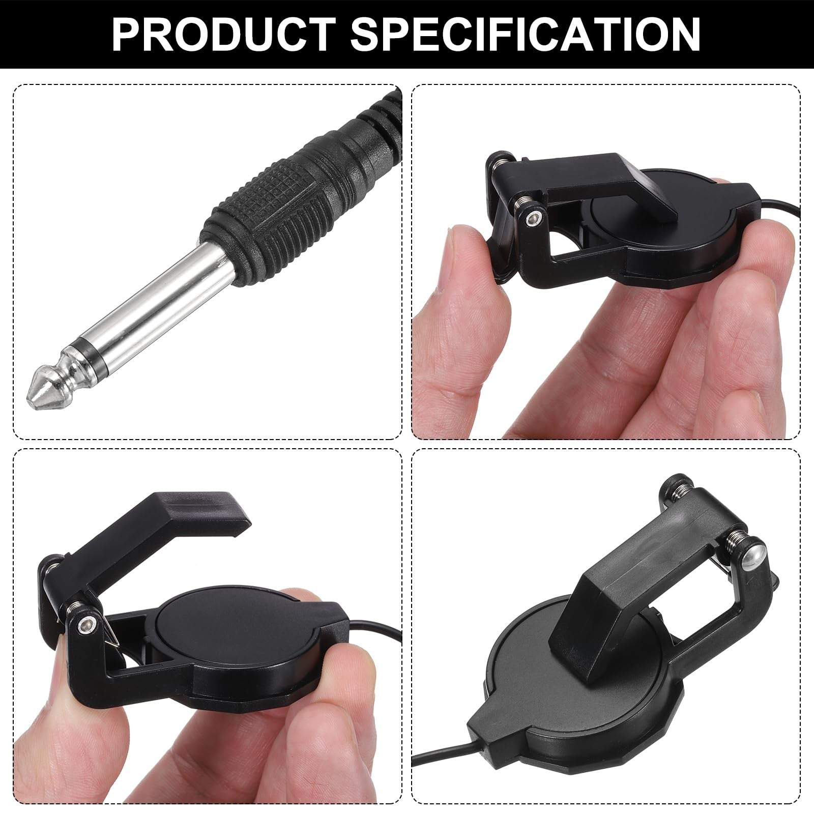 Clip-On Guitar Pickup Microphone for Acoustic Guitar, Ukulele, Violin – Black