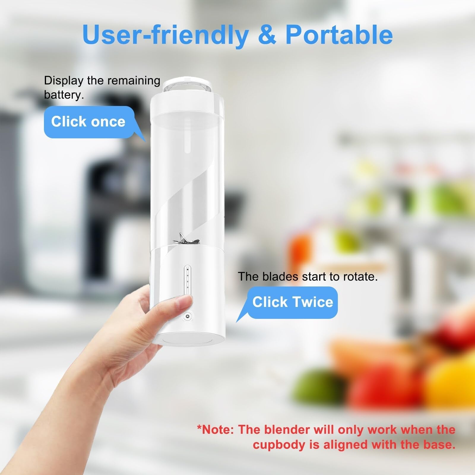 Rehomy 450ml Portable Blender USB Type- C Rechargeable