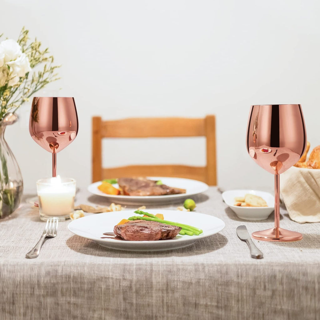 18oz 550ml Stainless Steel Wine 2 Glasses Unbreakable Goblets for Travel Camping