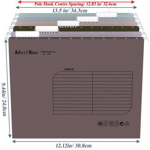 A4 Suspension Files, 24PCS Filing Cabinet Files with Tabs and Card Inserts