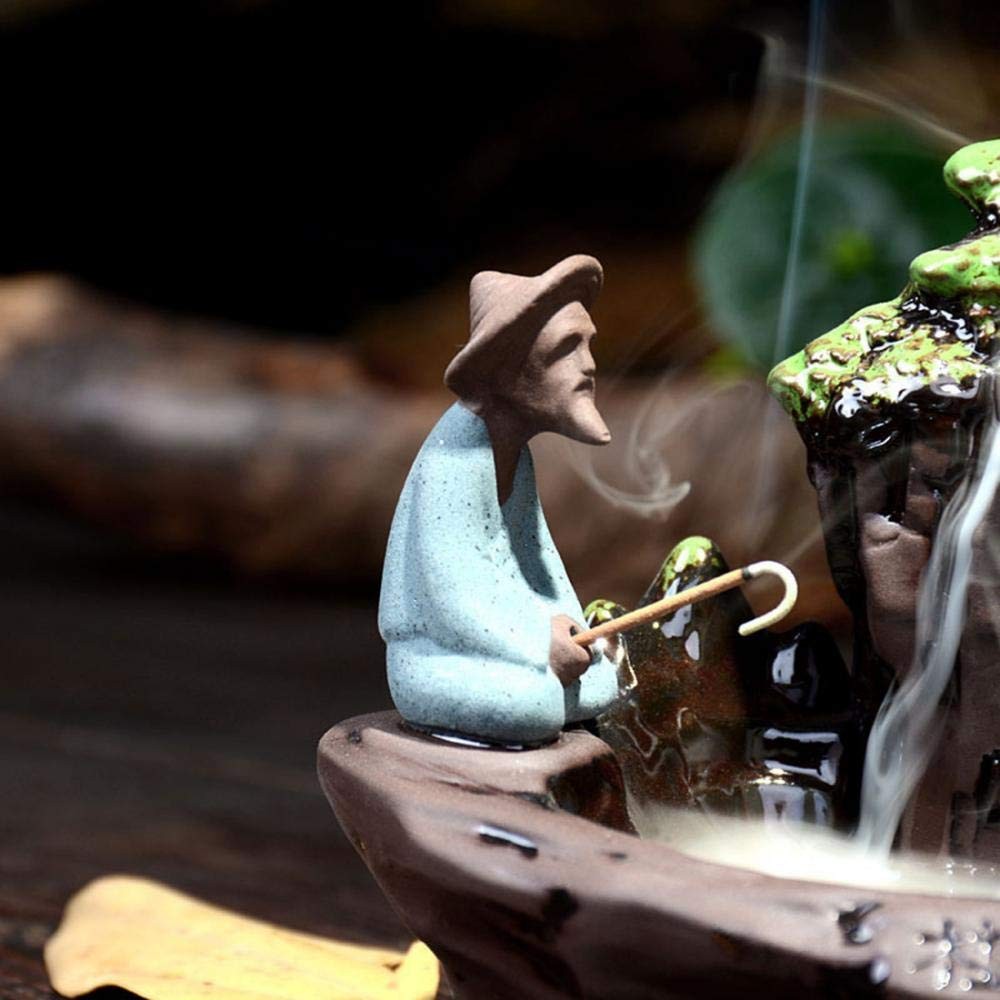 Guilin Landscape Backflow Incense Burner, Beautiful Scene Handmade Ceramic