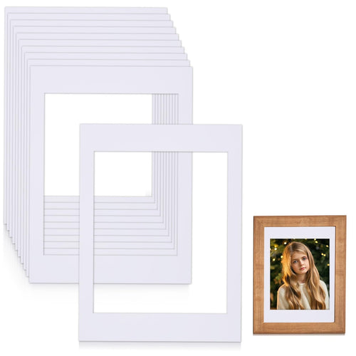 30x40cm Picture Mounts Acid-Free for 25x30cm Frames, 10-Pack White Photo Mounts