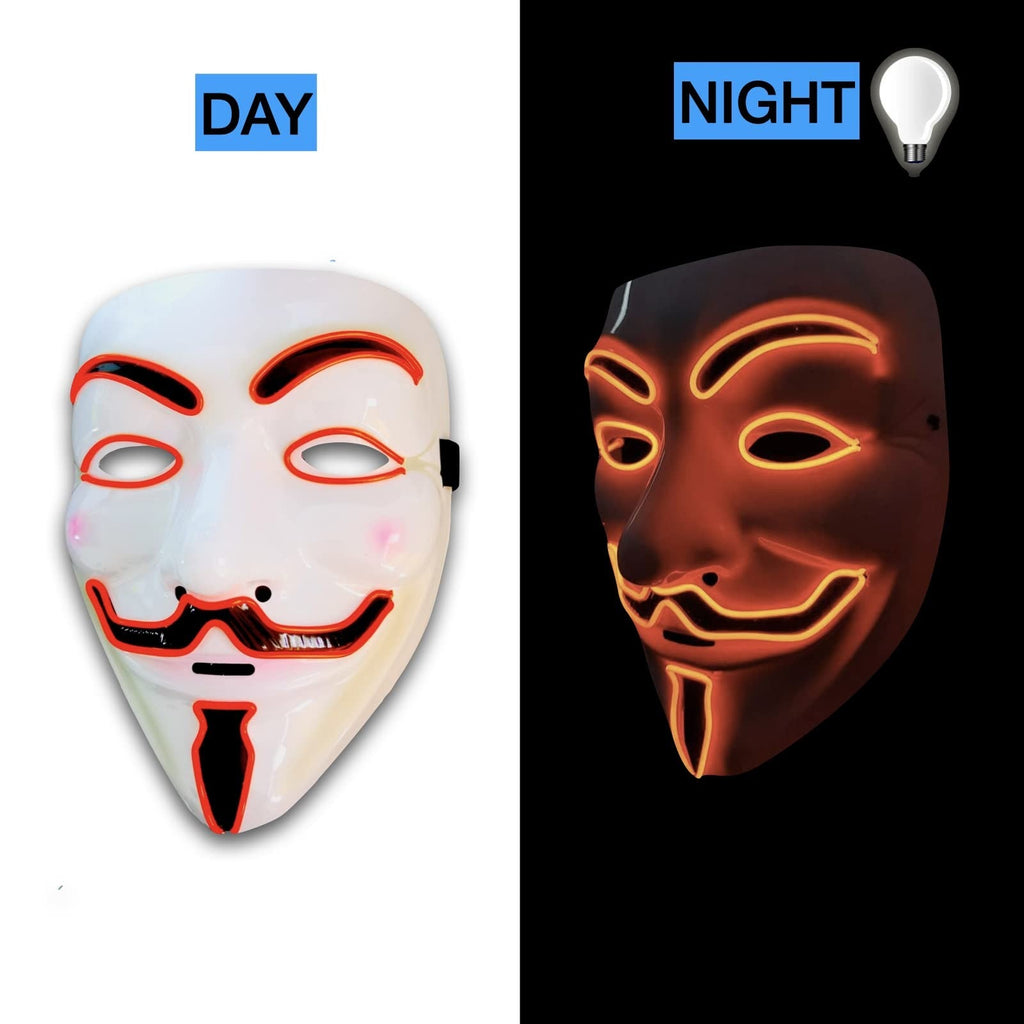 SOUTHSKY LED Mask V, Vendetta Mask EL Wire Light Up Christmas Halloween Cosplay