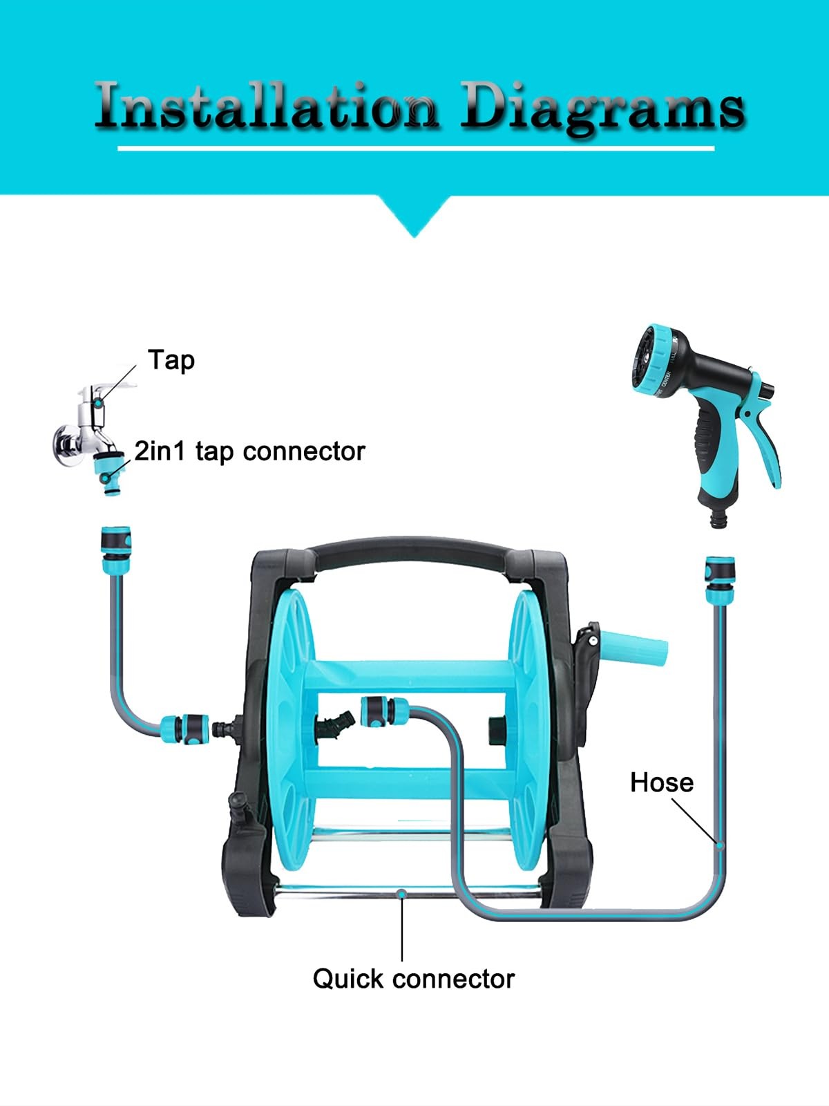 Alederways Garden Hose Pipe, 1/2" UV-Resistant Long Hose 20M/65ft