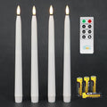 Fanna Flameless Taper Candles with Timer, Battery Operated Real Wax Finished