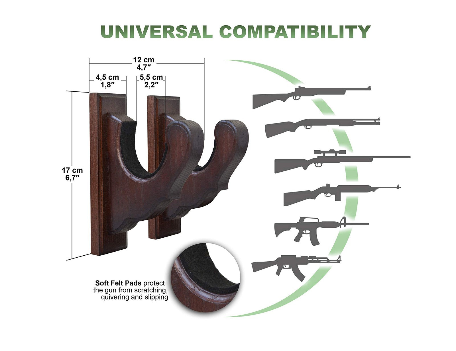 Teslyar Gun Rack Wall Mount Hold Up Displays Horizontal Rack