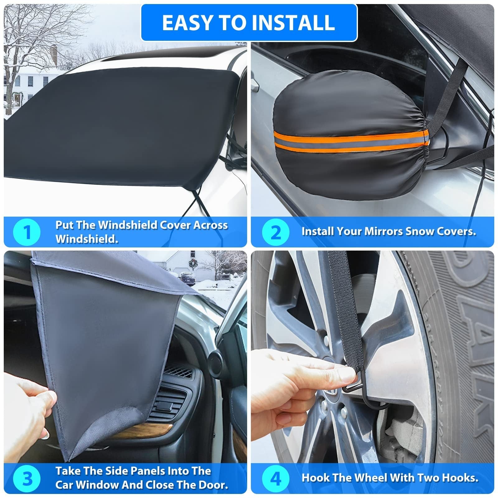 SHEEFLY Car Windscreen Cover for Winter, Car Windshield Cover for Ice and Snow