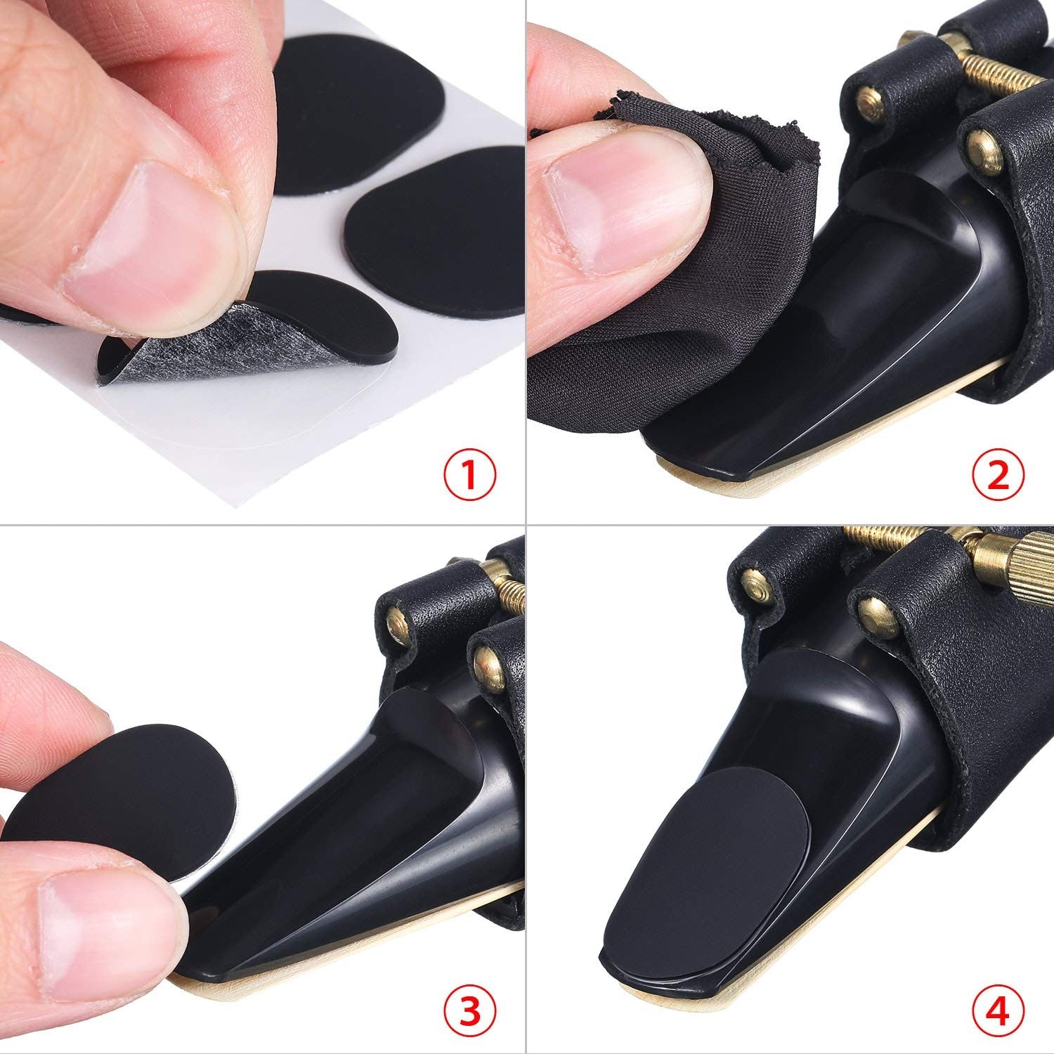 Saxophone Mouthpiece Cushion Pads for Alto & Tenor – 0.8mm Black 32 Pieces
