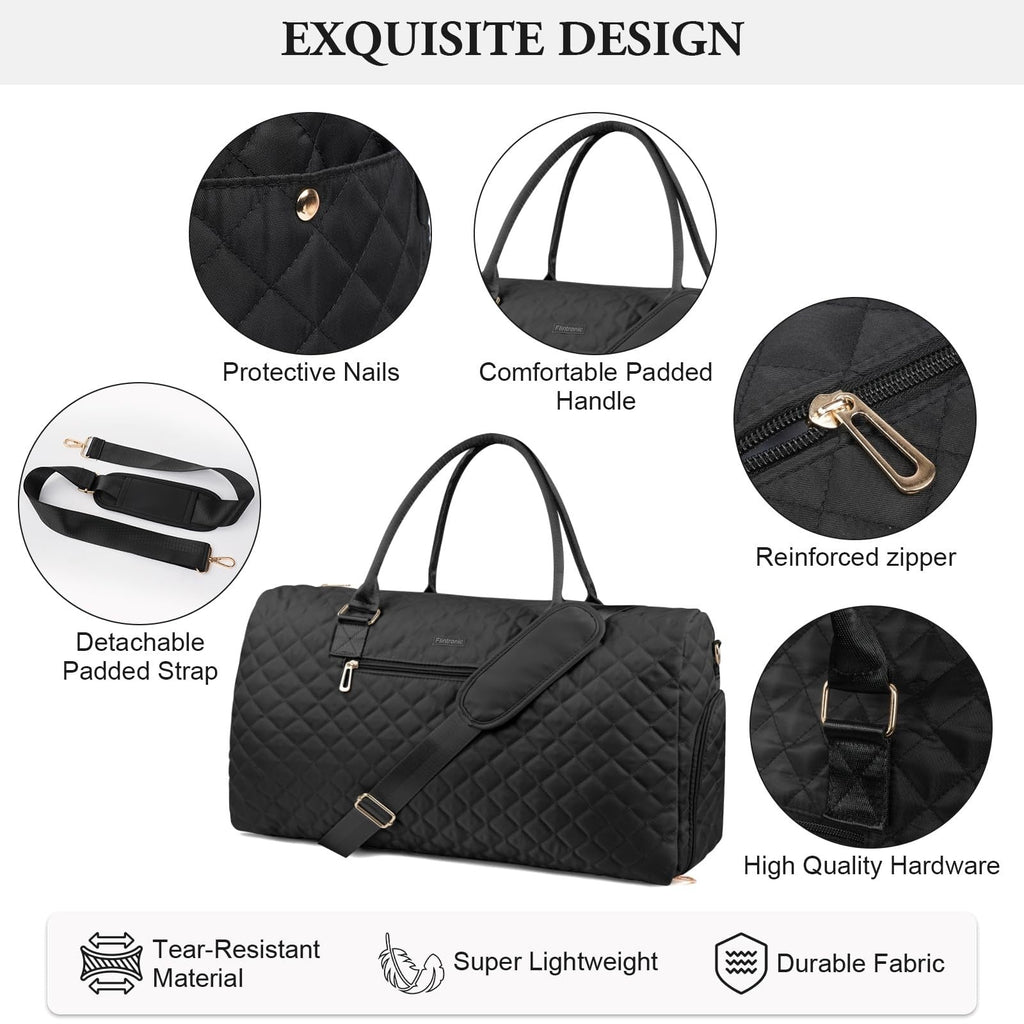 Travel Duffel Gym Bag Foldable Weekend Hand Luggage with Wet/Dry Separation