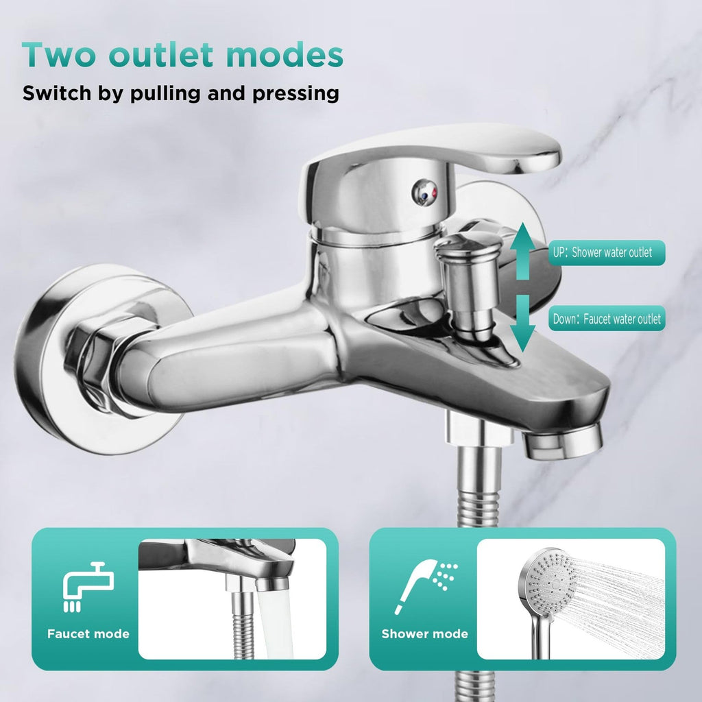 Wall Mounted Bath Faucet - Single Lever Bathtub Shower Mixer