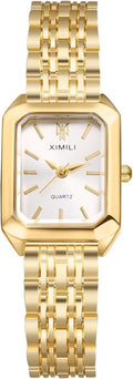 Women's Square Analog Quartz Bracelet Watch Stainless Steel Strap – Gold