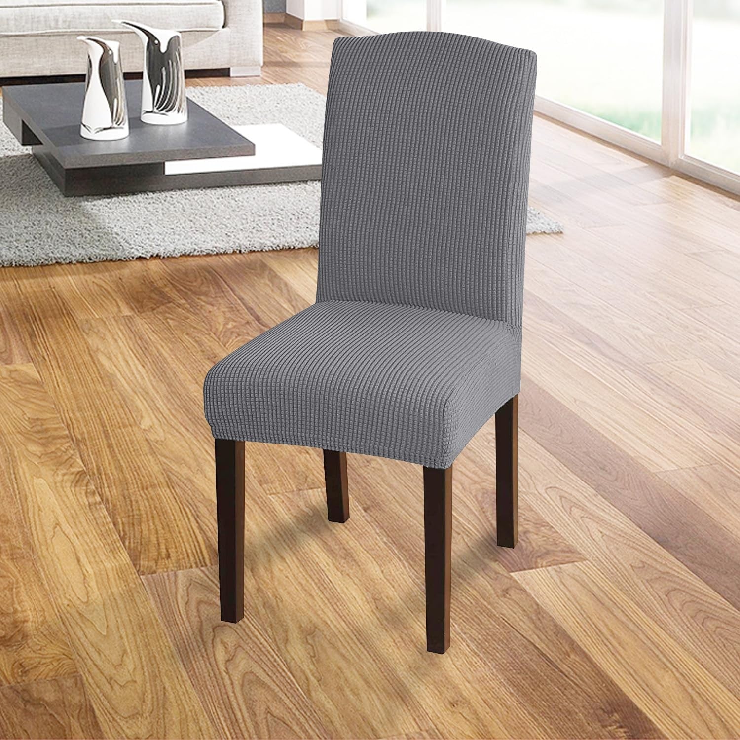 Set of 4 High Stretch Dining Chair Slipcovers, Universal Fit Jacquard Parson