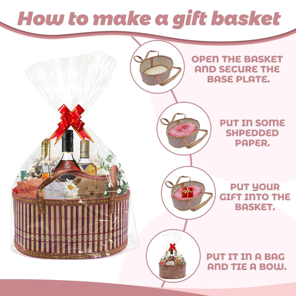 Woven Bamboo Gift Hamper Basket with Handles