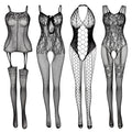 JDiction Fishnet Lingerie Fishnet Bodysuit Lace Bodysuits Sexy Babydoll